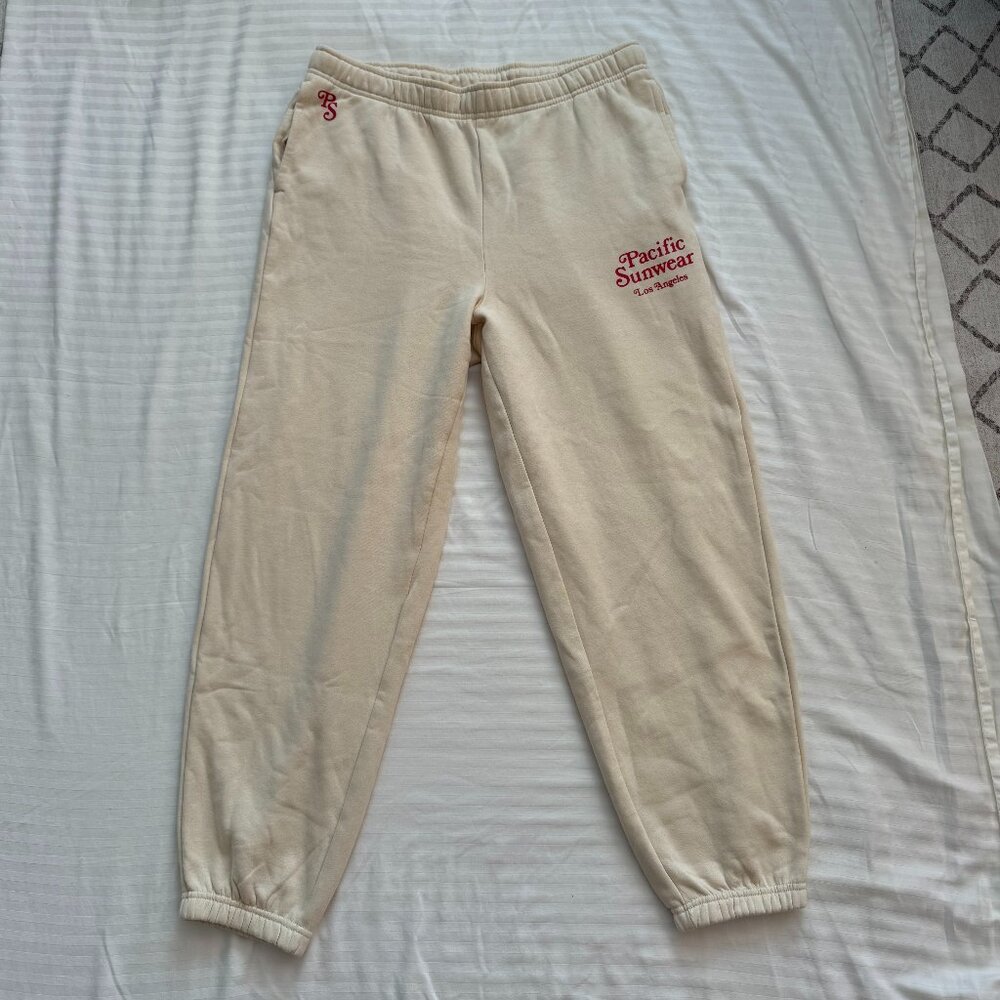 PACSUN | WOMEN'S TAN LOGO SWEAT PANTS SIZE LARGE